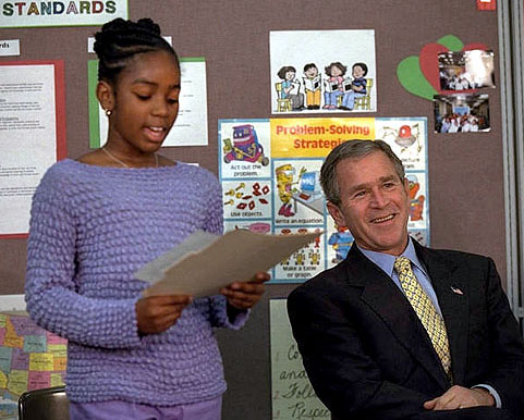 President Bush Listening to Email from Bahrain